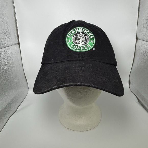 STARBUCKS COFFEE STRAPBACK BARISTA HAT CAP BLACK EMBROIDERED MERMAID - Picture 1 of 7